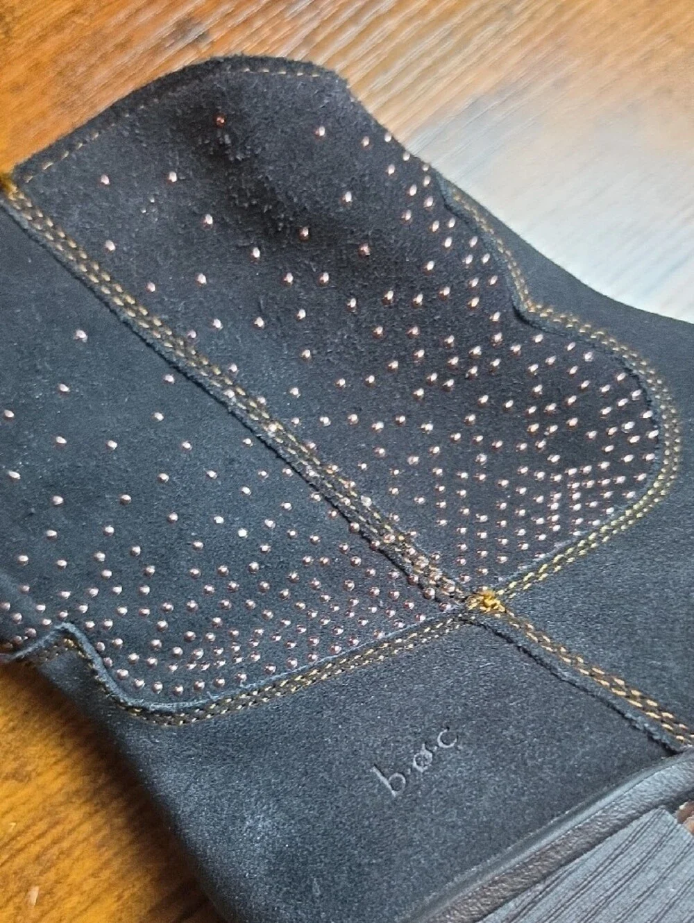 BOC | Black Gold Studded Leather Moto Western Ankle Boots‎ Plaid Lined | 7.5